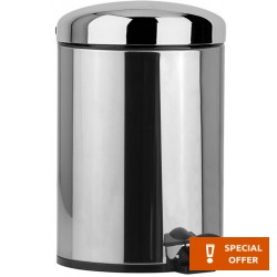 Waste bin material: Inox oval 5 lt Closed Floor standing, color: Chrome surface: Glossy Dustbins