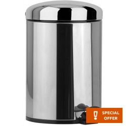 Χαρτοδοχείο oval από inox 5 lt επιδαπέδιος τύπος κλειστό, χρώμα: Χρωμέ επιφάνεια: Γυαλιστερή Χαρτοδοχεία