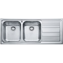 Νεροχύτης ανοξείδωτος 116x50 από inox επιφάνεια: Λεία ματ με πάγκο δεξιά ένθετος 2 γούρνες, χρώμα: Χρωμέ Ανοξείδωτοι