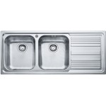 Νεροχύτης ανοξείδωτος 116x50 από inox επιφάνεια: Λεία ματ με πάγκο δεξιά ένθετος 2 γούρνες, χρώμα: Χρωμέ Ανοξείδωτοι