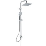 Βέργα με κεφαλή ντους από ορείχαλκο με διανομέα 104,9 - 105,4cm, κεφαλή 20x20cm, με τηλέφωνο & σπιράλ 1,75m, χρώμα: Χρωμέ επιφάνεια: Γυαλιστερή Βέργες ντους με κεφαλή