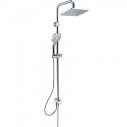 Βέργα με κεφαλή ντους από ορείχαλκο με διανομέα 104,9 - 105,4cm, κεφαλή 20x20cm, με τηλέφωνο & σπιράλ 1,75m, χρώμα: Χρωμέ επιφάνεια: Γυαλιστερή