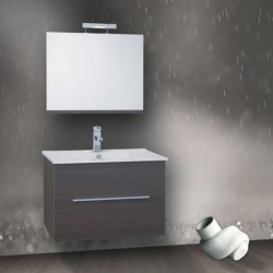 Bathroom furniture set with washbasin 75x47x50 material: Wood composite wall mounted & Mirror, Dark Grey, color: Grey Bathroom furniture sets
