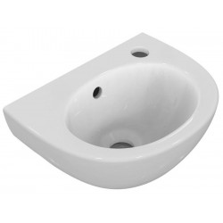 Νιπτήρας επίτοιχος 35x26x16 με 1 γούρνα με οπή δεξιά χωρίς κολώνα από πορσελάνη, χρώμα: Λευκό επιφάνεια: Γυαλιστερή Επίτοιχοι