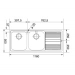 Νεροχύτης ανοξείδωτος 116x50 από inox επιφάνεια: Σαγρέ - Ανάγλυφη με πάγκο δεξιά ένθετος 2 γούρνες, χρώμα: Χρωμέ Ανοξείδωτοι Νεροχύτης ανοξείδωτος 116x50 από inox επιφάνεια: Σαγρέ - Ανάγλυφη με πάγκο δεξιά ένθετος 2 γούρνες, χρώμα: Χρωμέ Ανοξείδωτοι