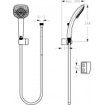 Τηλέφωνο ντους με σπιράλ & στήριγμα 3 ροών M3, χρώμα: Χρωμέ επιφάνεια: Γυαλιστερή Τηλέφωνα