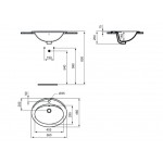 Washbasin Built-in 56x46 material: Porcelain With one hole With overflow, color: White surface: Glossy Built-in