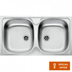 Νεροχύτης ανοξείδωτος 78x43,5 από inox επιφάνεια: Λεία ματ χωρίς πάγκο ένθετος 2 γούρνες CIN 620, χρώμα: Χρωμέ Ανοξείδωτοι