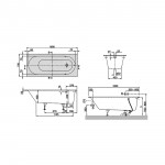 Bathtub Rectangular 160x75 material: Quaryl Quaryl, White Alpin, color: White no grab bars surface: Glossy Rectangular