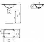 Washbasin Under counter 43x31 material: Porcelain With overflow, color: White surface: Glossy Under counter Washbasin Under counter 43x31 material: Porcelain With overflow, color: White surface: Glossy Under counter