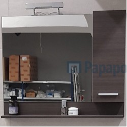 Καθρέπτης, σχήμα: Ορθογώνιο 80x70x13 από ξύλο συνθετικό με ντουλάπι, χρώμα: Γκρι Καθρέπτες μπάνιου
