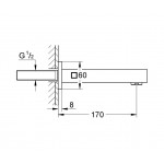 Εκροή (στόμιο) 17cm επίτοιχος τύπος από ορείχαλκο, χρώμα: Χρωμέ επιφάνεια: Γυαλιστερή Στόμια (ρουξούνια)
