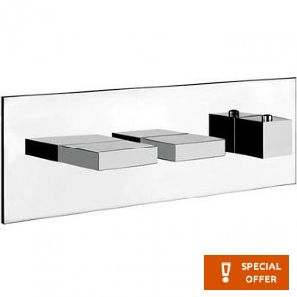 Shower tap Wall-mounted external part 5 way material: Brass mixer With plate without hand shower, hose and holder, color: Chrome surface: Glossy Wall-mounted - external part