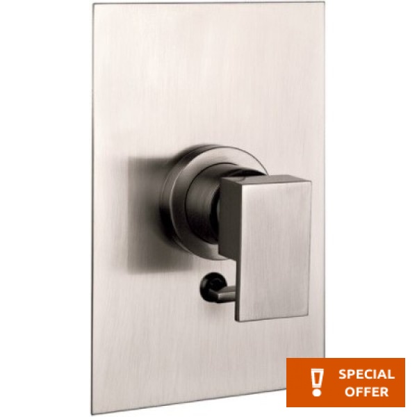 Μπαταρία ντουζιέρας εντοιχιζόμενη εξωτερικό μέρος 2 εξόδων αναμεικτική από ορείχαλκο με πλακέτα Silvered, χρώμα: Χρωμέ επιφάνεια: Βουρτσισμένη Εντοιχιζόμενες εξωτερικό μέρος