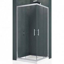 Shower enclosure Square 76x76x195 6mm sliding A76L x2 (76-77,5/76-77,5) Crystal Clear, transparent crystal glass surface: Glossy, color: Chrome Square