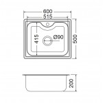 Sink Stainless (Steel) 60x50 material: Inox surface: Matt free nested 1 bowl, color: Chrome Stainless steel Sink Stainless (Steel) 60x50 material: Inox surface: Matt free nested 1 bowl, color: Chrome Stainless steel