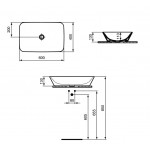 Washbasin Free standing 60x40x13,5 material: Porcelain Without hole Without overflow, color: White surface: Glossy Free standing