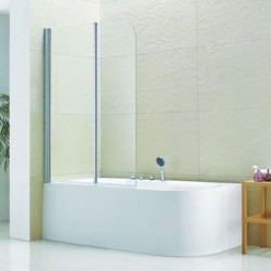 Καμπίνα μπανιέρας ευθύγραμμη 118x140 6mm πτυσσόμενη V2 (118-120), αναδίπλωση εξωτερικού κρυστάλλου 180ο προς τα έξω, σταθερό εσωτερικό κρύσταλλο επιφάνεια: Γυαλιστερή, χρώμα: Χρωμέ Ευθύγραμμες