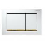 Flush wall plates for concealed cistern Actuation dual flush valve material: ABS, color: White/Gold surface: Glossy Flush plates