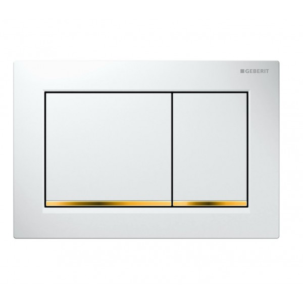 Flush wall plates for concealed cistern Actuation dual flush valve material: ABS, color: White/Gold surface: Glossy Flush plates