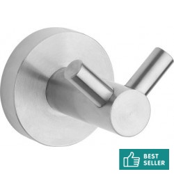 Hook double Flat wall mounted material: Inox, color: Chrome surface: Brushed Hooks