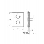 Shower tap Wall-mounted external part 2 way material: Brass mixer With plate without hand shower, hose and holder, color: Chrome surface: Glossy Wall-mounted - external part