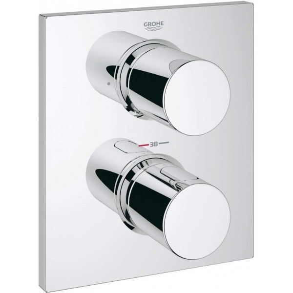 Shower tap Wall-mounted external part 2 way material: Brass mixer With plate without hand shower, hose and holder, color: Chrome surface: Glossy Wall-mounted - external part