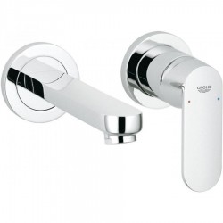 Wash basin tap Wall-mounted - external part 2 holes mixer Without waste, color: Chrome 17cm material: Brass surface: Glossy