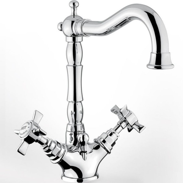 Wash basin tap Deck-mounted dual-level L size material: Brass With pop-up waste set, color: Chrome surface: Glossy Wash basin tap Deck-mounted dual-level L size material: Brass With pop-up waste set, color: Chrome surface: Glossy