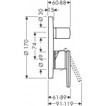Shower tap Wall-mounted external part 2 way material: Brass mixer With plate without hand shower, hose and holder, color: Chrome surface: Glossy Wall-mounted - external part