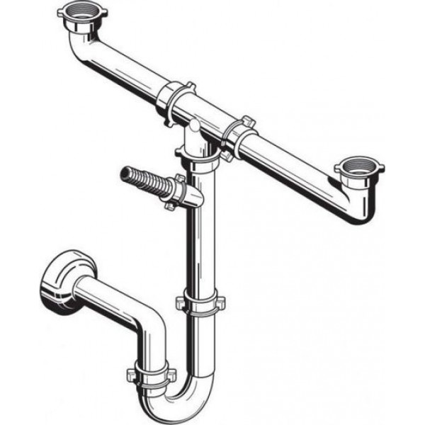 Σιφώνι νεροχύτη διπλό και για έξοδο πλυντηρίου από πλαστικό Βαλβίδες-σιφώνια