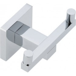 Hook double Flat wall mounted material: Brass, color: Chrome surface: Glossy