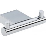 Hook double Flat wall mounted material: Brass, color: Chrome surface: Glossy Hooks