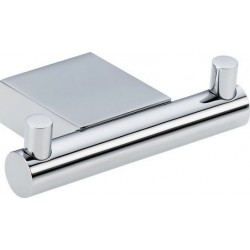 Hook double Flat wall mounted material: Brass, color: Chrome surface: Glossy Hooks