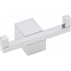 Hook double Flat wall mounted material: Brass, color: Chrome surface: Glossy Hooks