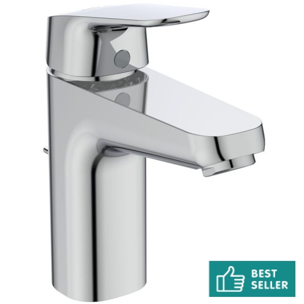 Wash basin tap Deck-mounted material: Brass mixer With pop-up waste set Μ size Grande, color: Chrome surface: Glossy Deck-mounted