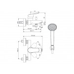 Μπαταρία μπανιέρας επίτοιχη από ορείχαλκο με τηλέφωνο, σπιράλ, στήριγμα αναμεικτική, χρώμα: Χρωμέ επιφάνεια: Γυαλιστερή Επίτοιχες