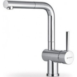 Kitchen tap Deck-mounted material: Brass with shower, color: Chrome surface: Glossy