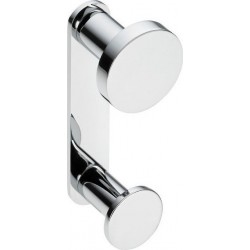 Hook double Flat wall mounted material: Brass, color: Chrome surface: Glossy