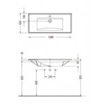 Νιπτήρας επίτοιχος 100x46x16,5 με 1 γούρνα με οπή στη μέση χωρίς κολώνα / χωρίς υπερχείλιση από πορσελάνη, χρώμα: Λευκό επιφάνεια: Γυαλιστερή Επίτοιχοι