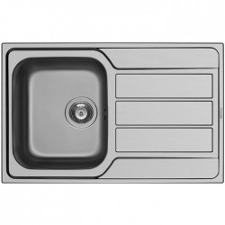 Νεροχύτης ανοξείδωτος 79x50 από inox επιφάνεια: Σαγρέ - Ανάγλυφη με πάγκο αριστερά / με πάγκο δεξιά ένθετος 1 γούρνα 1B 1D, χρώμα: Χρωμέ Ανοξείδωτοι