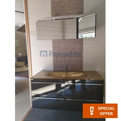 Βάση επίπλου με νιπτήρα 110x50x50 από λάκα επίτοιχου τύπου με 1 νιπτήρα, χρώμα: Μαύρο Βάσεις επίπλου με νιπτήρα