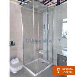 Hydromassage shower box Rectangular 100x72 right, thermostatic tap, color: Chrome Rectangular