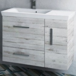 Furniture base with washbasin 70x44x60 material: Wood composite 1 basin wall mounted Beton, color: Wood Grey Cabinets with wash basin