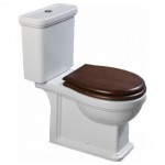 Floor standing close-coupled toilet & flushing cistern & toilet seat, style: Sandwich horizontal outlet p Simple with rim solid wood 70,5x37 surface: Glossy, color: White Floor standing close-coupled toilet & flushing cistern & toilet seat, style: Sandwich horizontal outlet p Simple with rim solid wood 70,5x37 surface: Glossy, color: White
