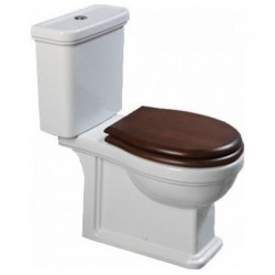 Floor standing close-coupled toilet & flushing cistern & toilet seat, style: Sandwich horizontal outlet p Simple with rim solid wood 70,5x37 surface: Glossy, color: White