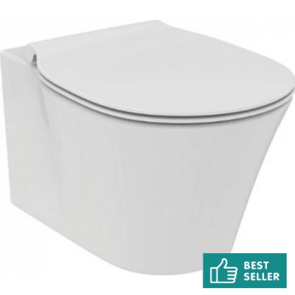 Wall-mounted toilet & toilet seat soft closing, style: Sandwich Aquablade hidden fixation Slim  seat 54,5x36,5 surface: Glossy, color: White Wall-mounted