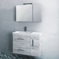 Bathroom furniture set with washbasin 70x44x60 material: Wood composite wall mounted, color: Wood Grey Bathroom furniture sets