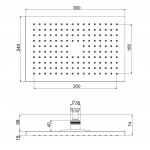 Shower head Wall-mounted / Ceiling-mounted 36x24 material: ABS, style: 1 spray, color: Chrome surface: Glossy Overhead showers