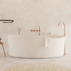 Μπανιέρα ελευθέρας τοποθέτησης 175x100x65 από solid surface επιφάνεια: Ματ, χρώμα: Λευκό χωρίς λαβές